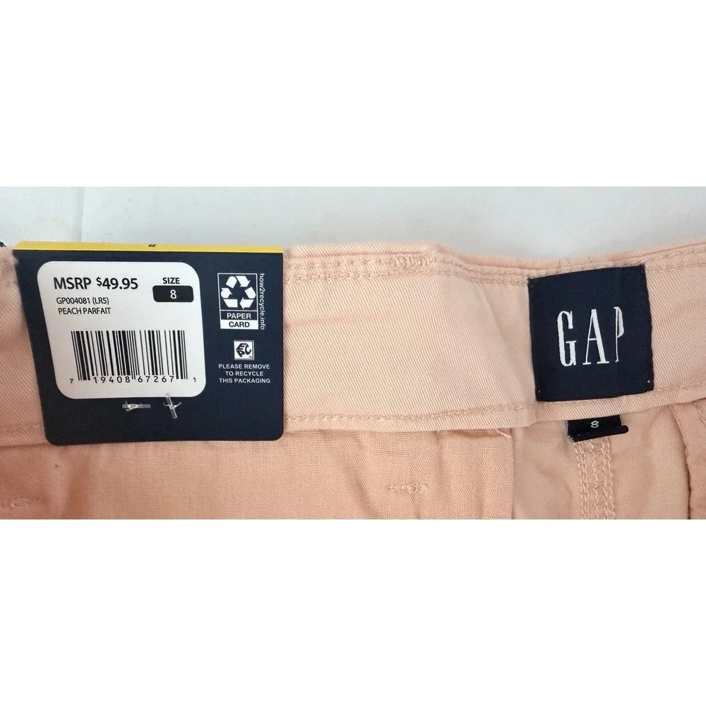 NWT Gap Classic Mid Rise Chino Shorts Womens 8 Peach Parfait 5
